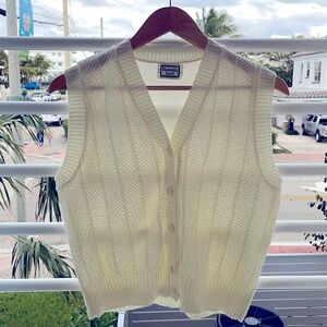 Sweater Vest Sleeveless Cream Ivory Vintage